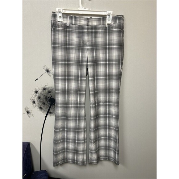 Express Women’s Y2K Editor Career clueless Black Plaid Flare pants office siren - Picture 1 of 6